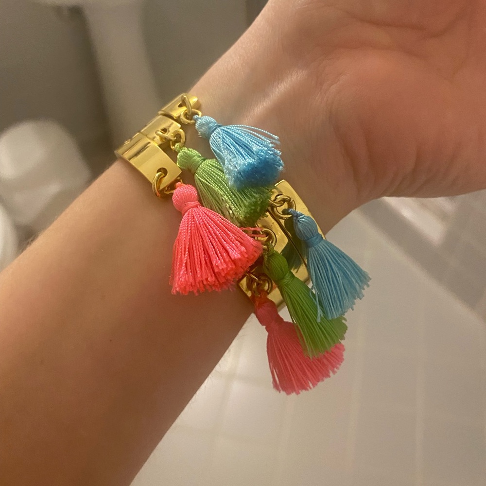 Lilly Pulitzer Gold Bracelet Stack with Tassels